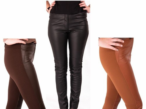 Leather Look Leggings Trousers Ladies H 