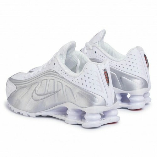 Nike Shox R4 bianco/argento metallizzato/Max Arancione Taglia UK 5.5 AR3565  101 | eBay