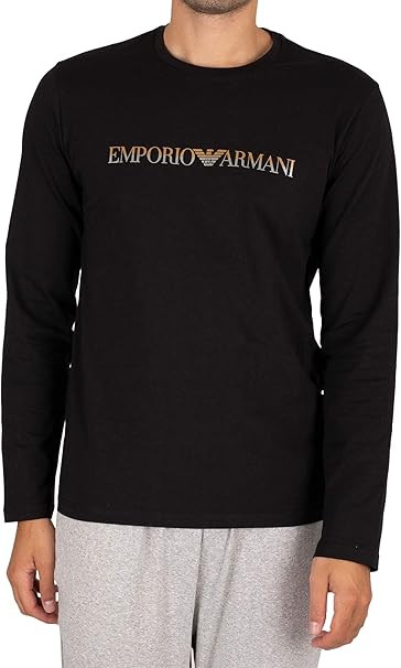 Emporio Armani Uomo T-Shirt a Maniche Lunghe con Grafica Lounge, Nero, M :  Amazon.it: Abbigliamento